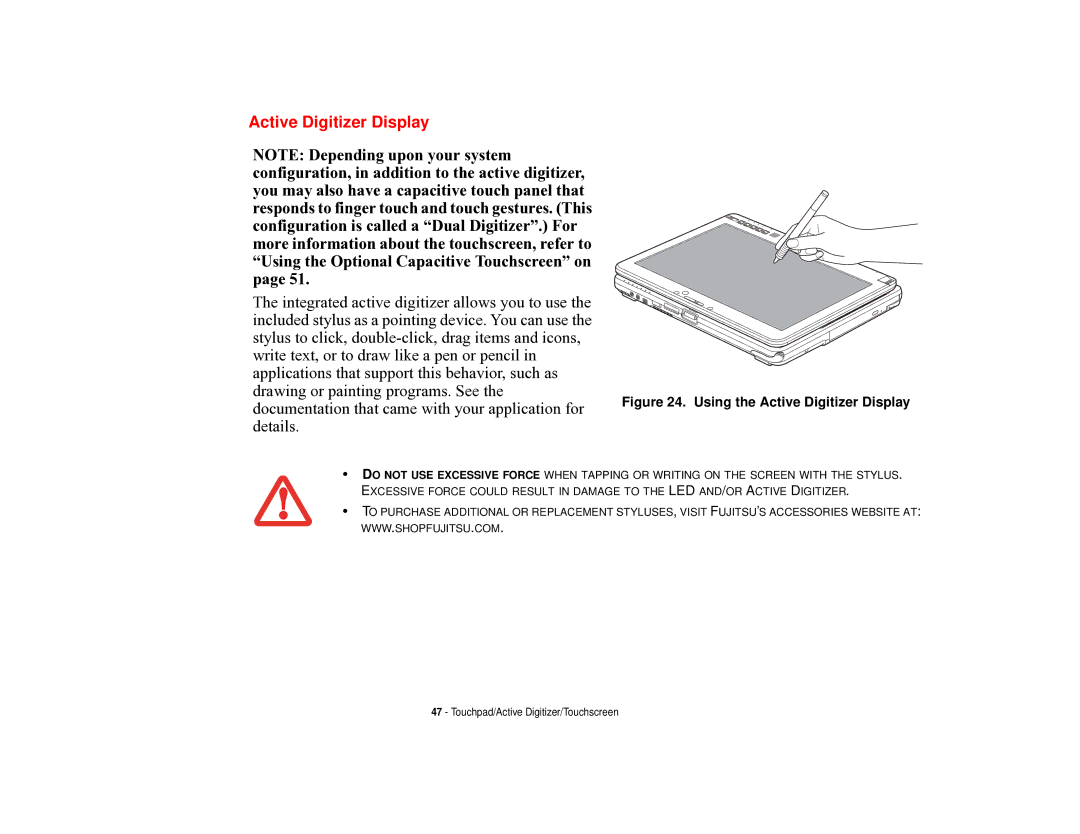 Fujitsu T731 manual Active Digitizer Display, Details 