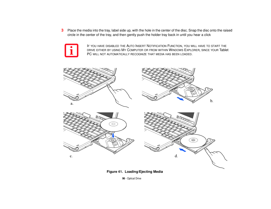 Fujitsu T731 manual Loading/Ejecting Media 