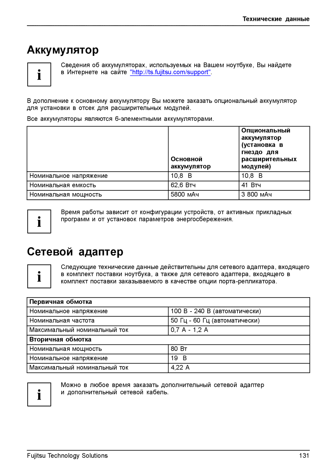 Fujitsu t900 manual Сетевой адаптер 