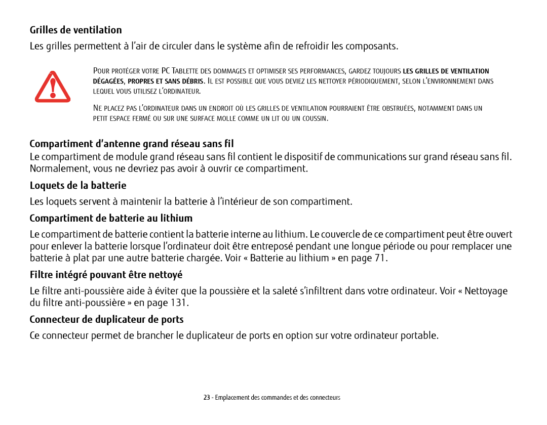 Fujitsu T902 Compartiment d’antenne grand réseau sans fil, Loquets de la batterie, Compartiment de batterie au lithium 