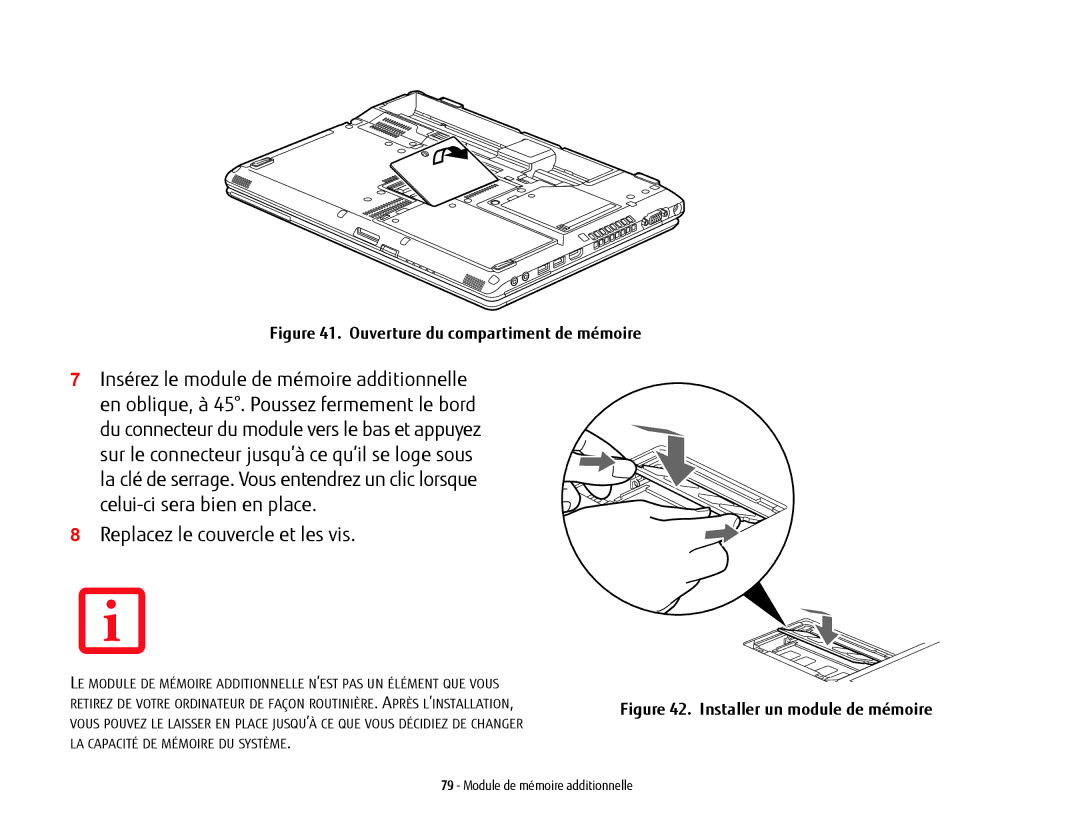 Fujitsu T902, FP1000, BTBK410000BAAAPP, KA02066D105 manual Replacez le couvercle et les vis. 