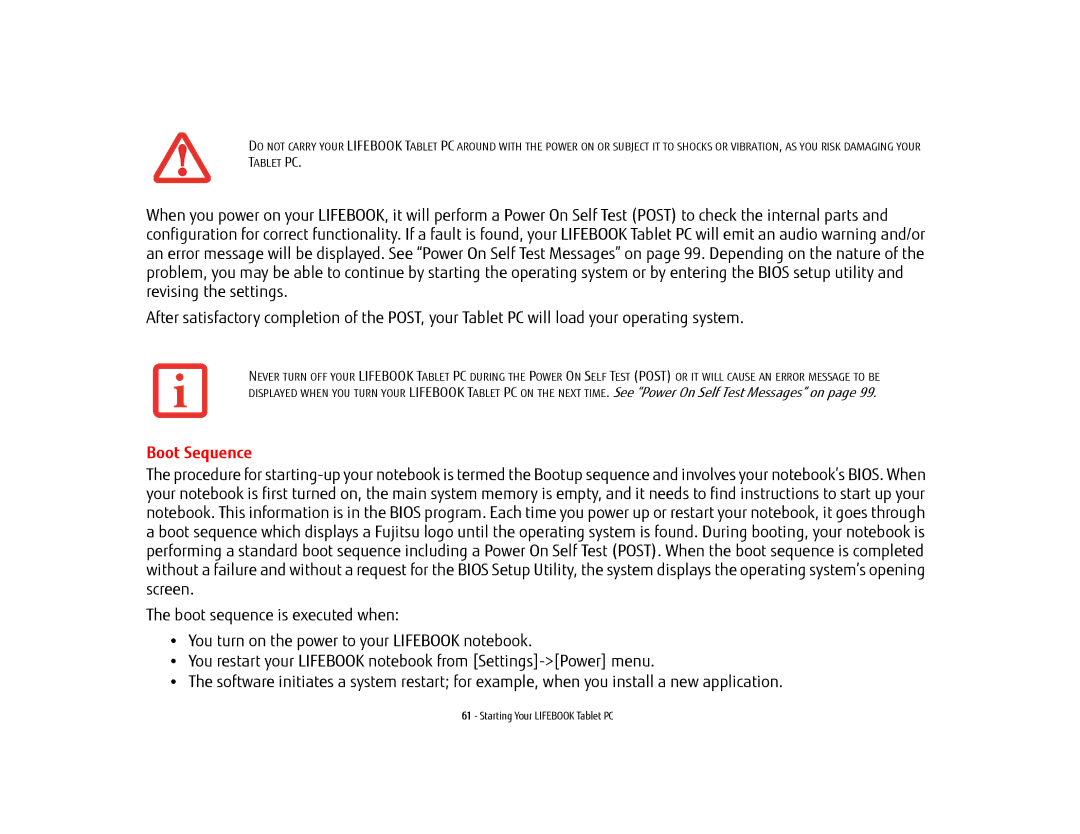 Fujitsu KA02066D105, T902, FP1000, BTBK410000BAAAPP manual Boot Sequence 