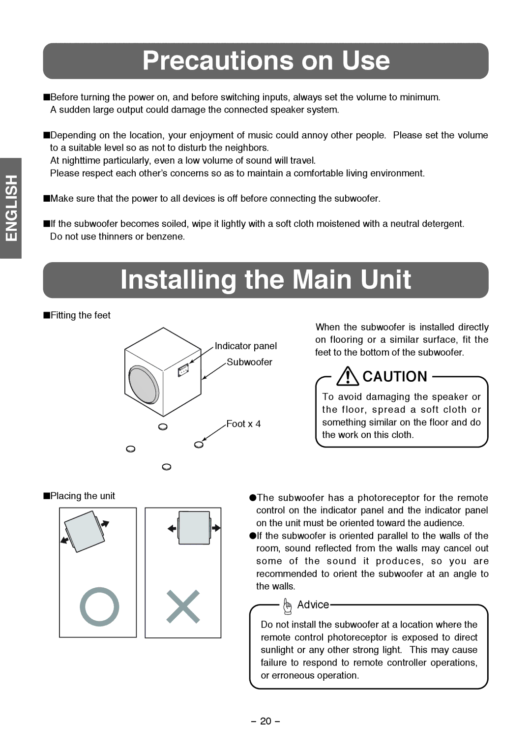 Fujitsu TD725SW instruction manual Precautions on Use, Installing the Main Unit 