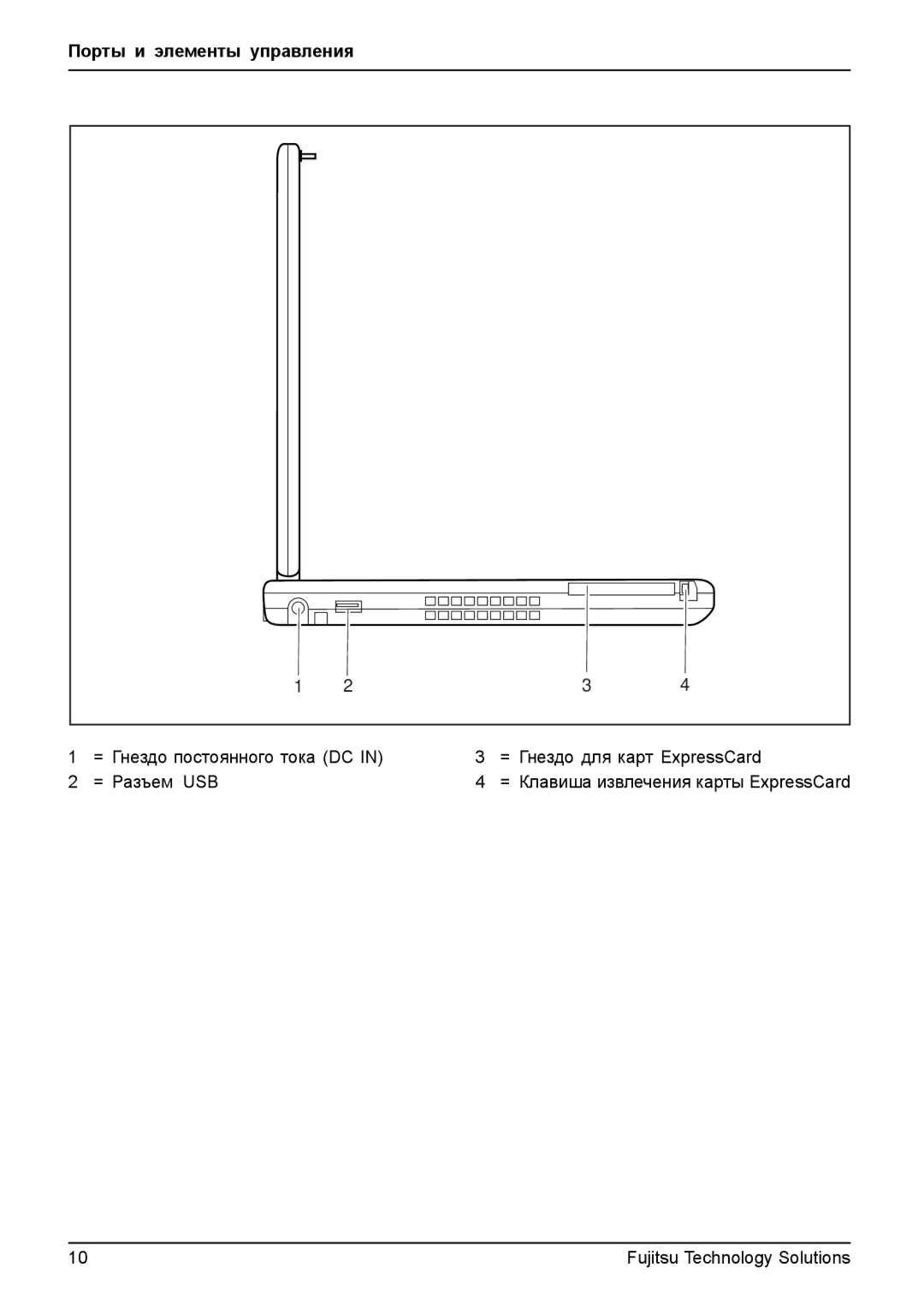 Fujitsu TH700 manual = Клавиша извлечения карты ExpressCard 