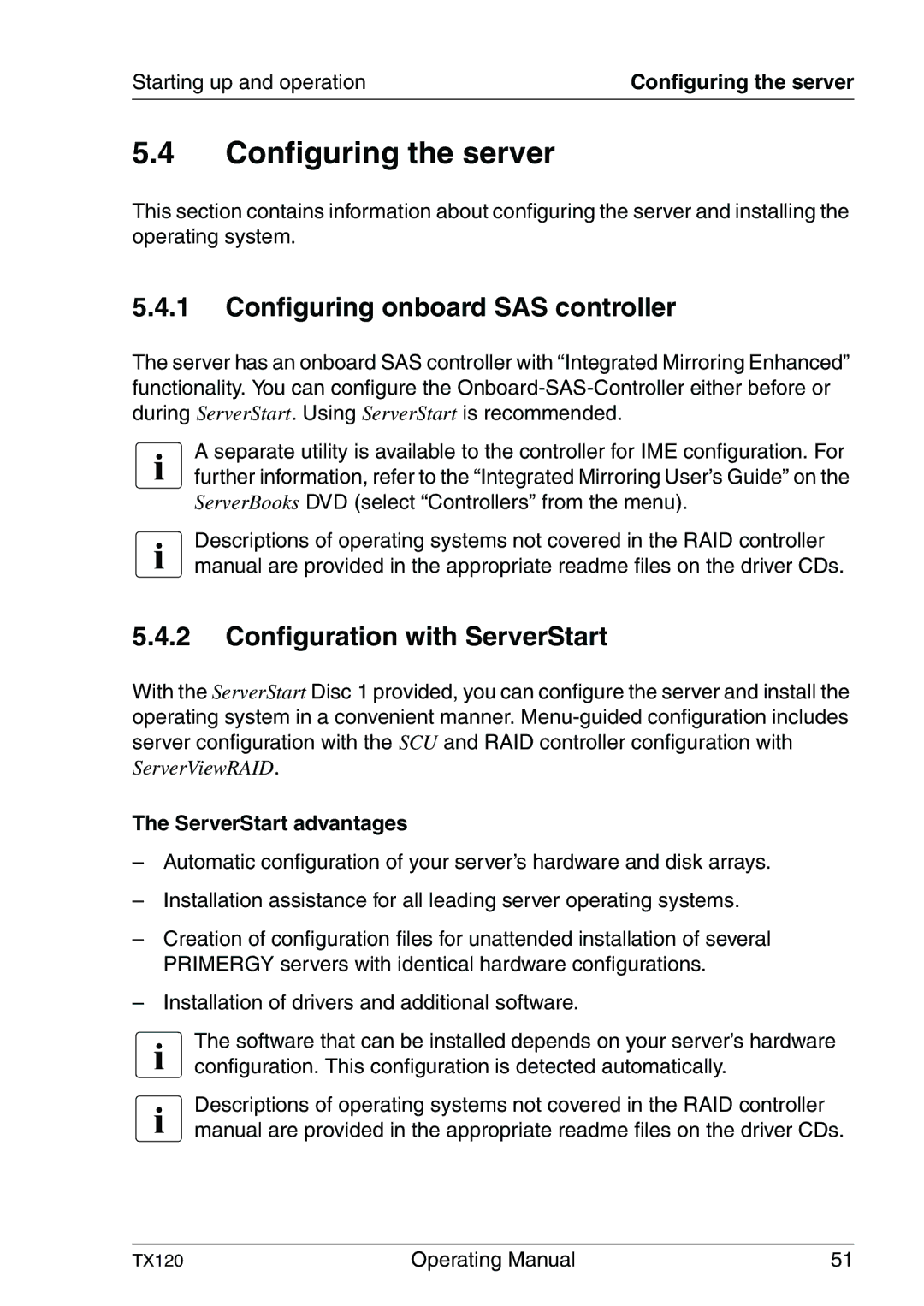 Fujitsu TX120 manual Configuring the server, ServerStart advantages 