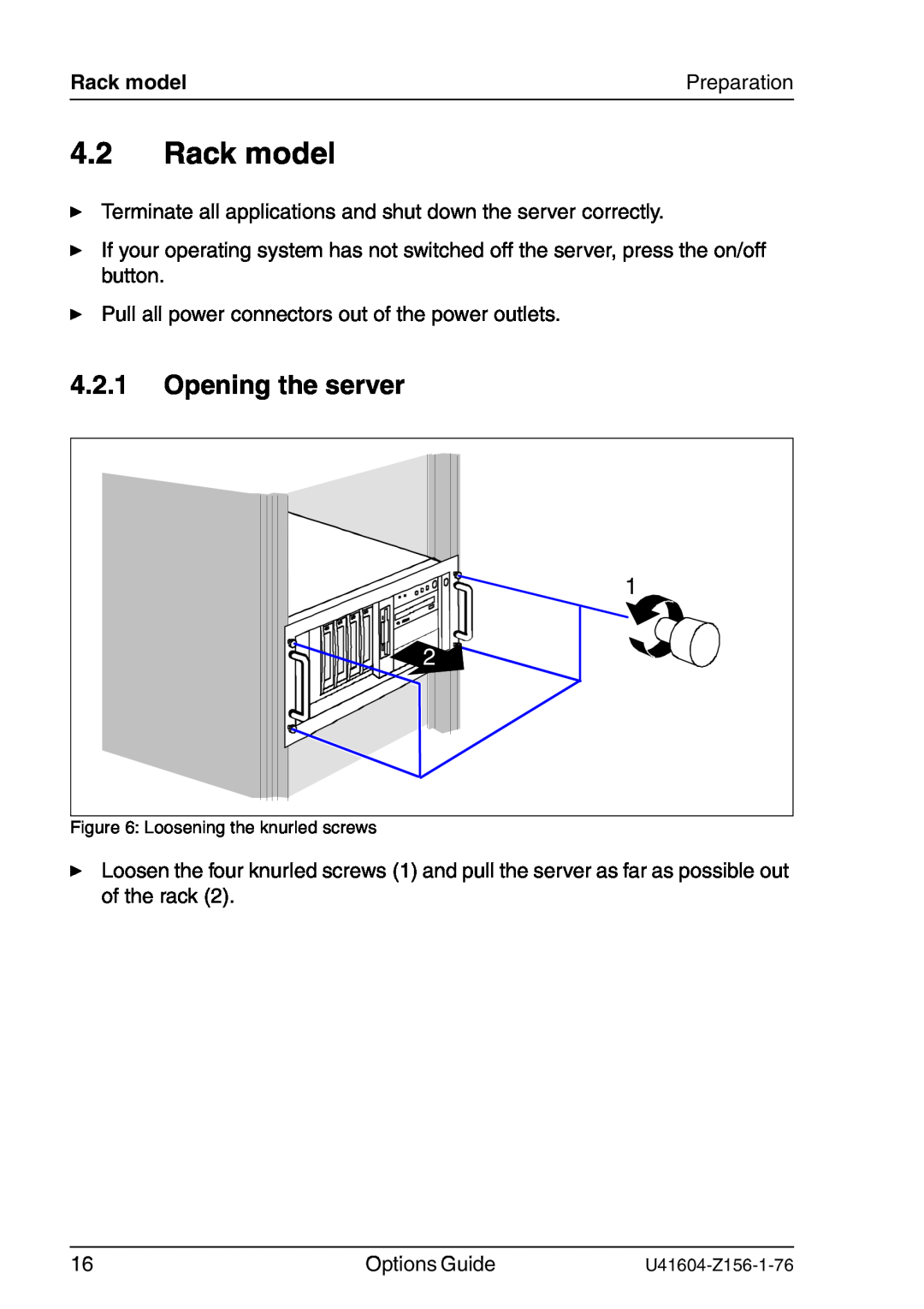 Fujitsu TX150 S3 manual Rack model, Opening the server 