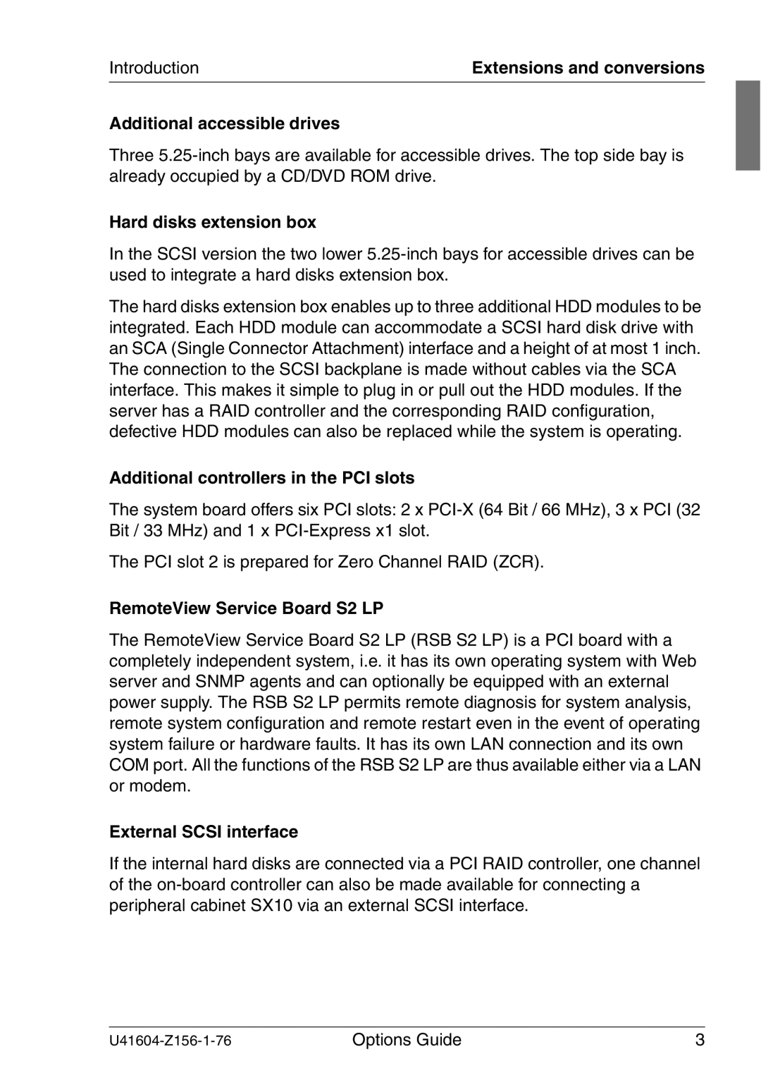 Fujitsu TX150 S3 manual Introduction, Additional accessible drives, Hard disks extension box 