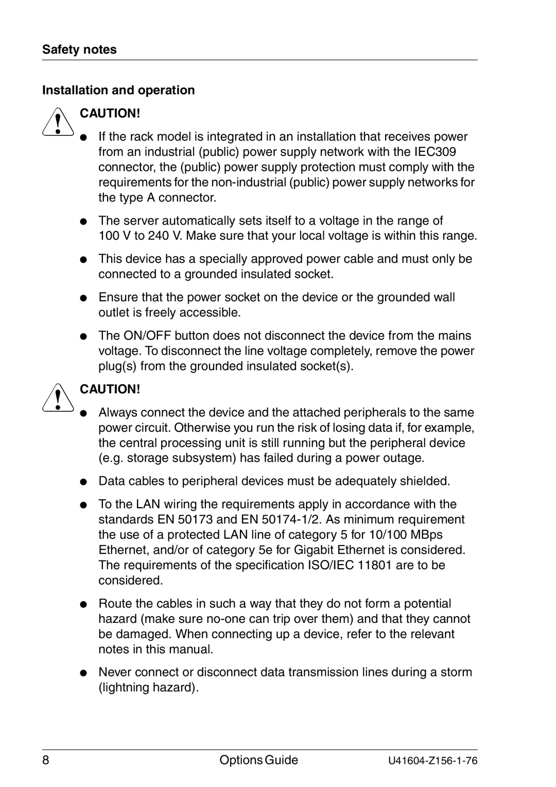 Fujitsu TX150 S3 manual Safety notes Installation and operation 