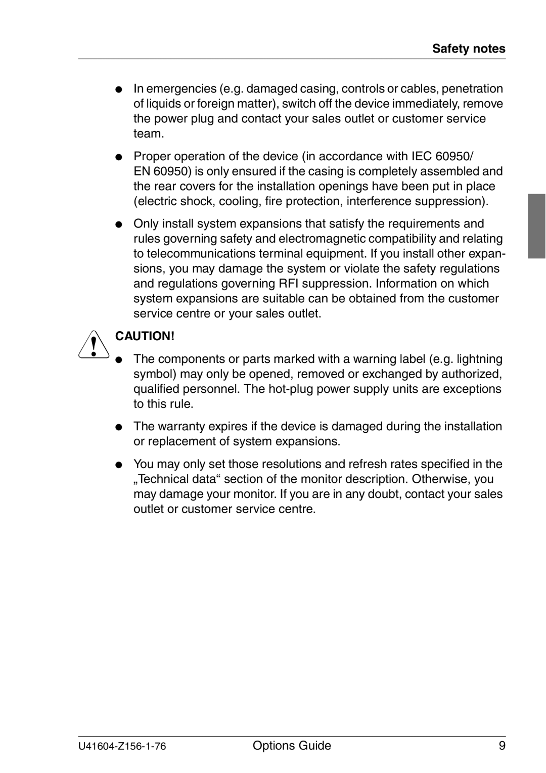 Fujitsu TX150 S3 manual Safety notes 