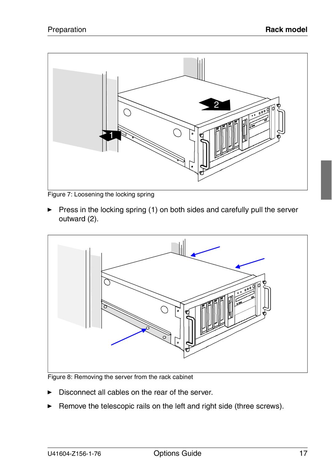 Fujitsu TX150 S3 manual Rack model 