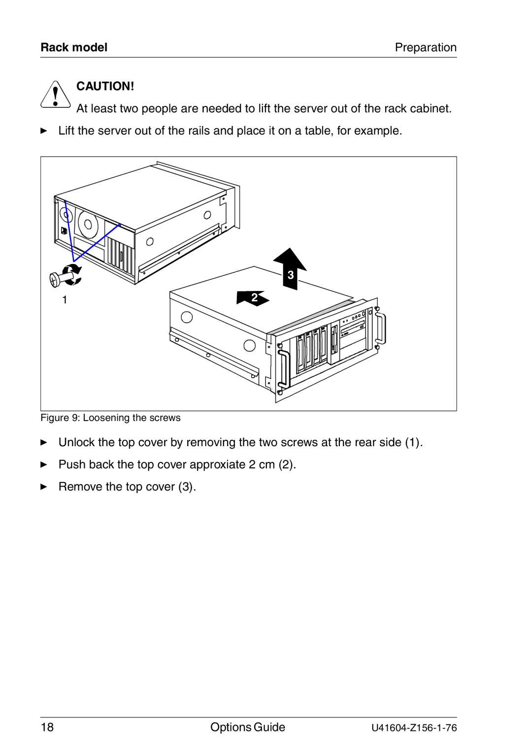 Fujitsu TX150 S3 manual Loosening the screws 