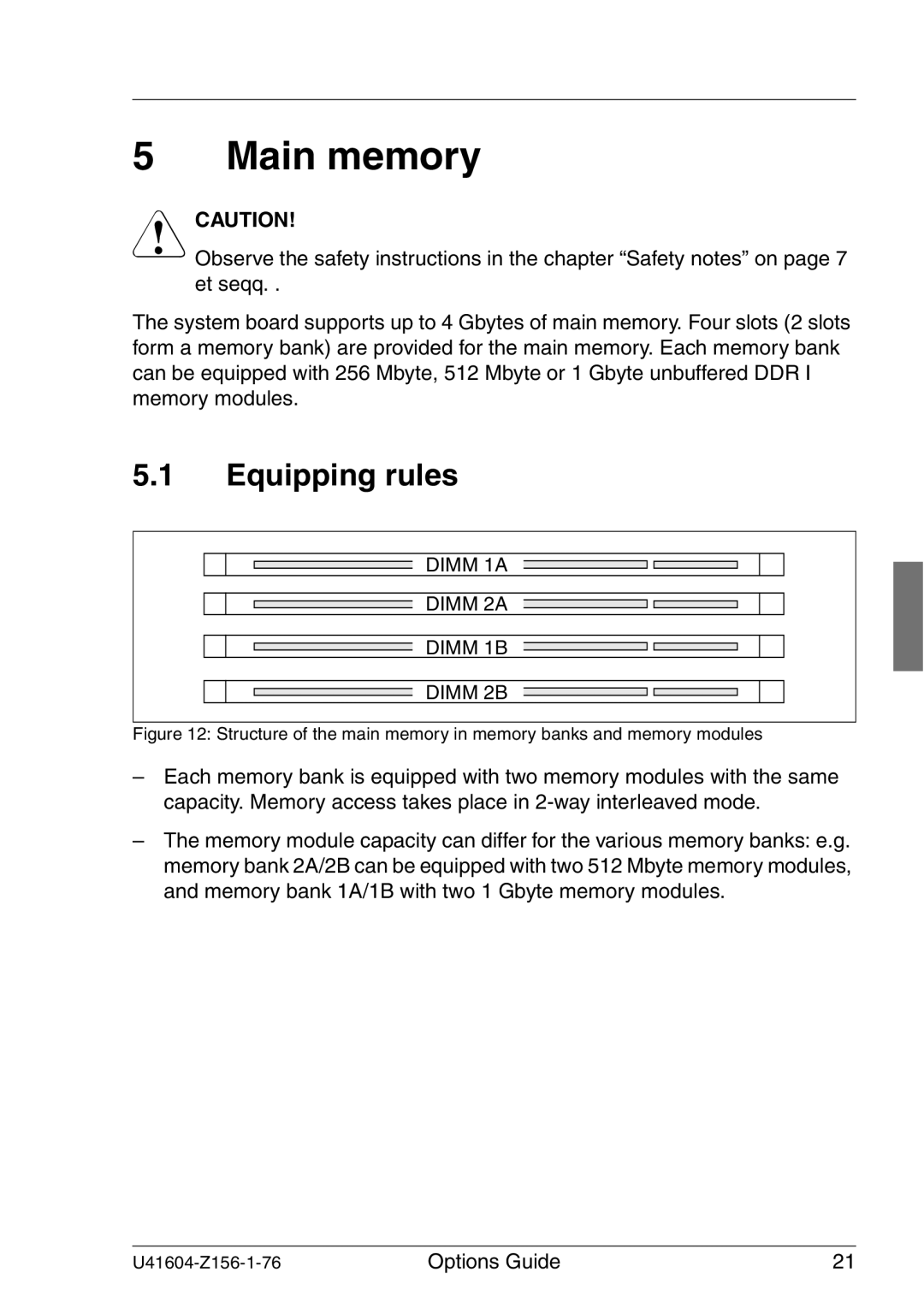 Fujitsu TX150 S3 manual Main memory, Equipping rules 