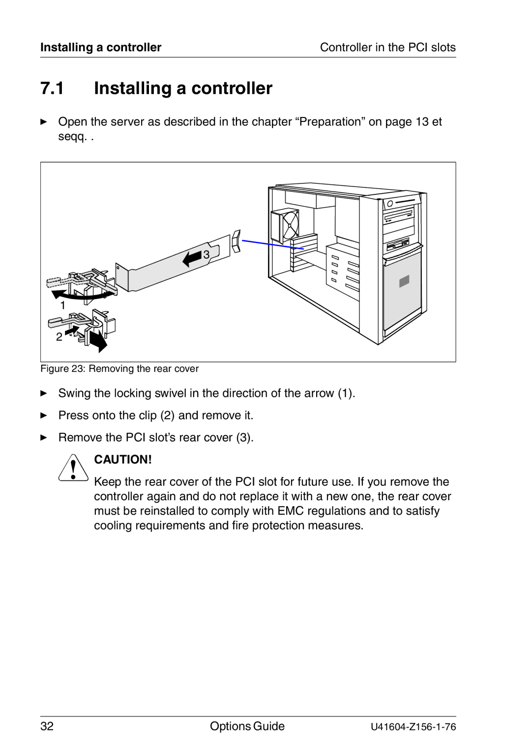 Fujitsu TX150 S3 manual Installing a controller 