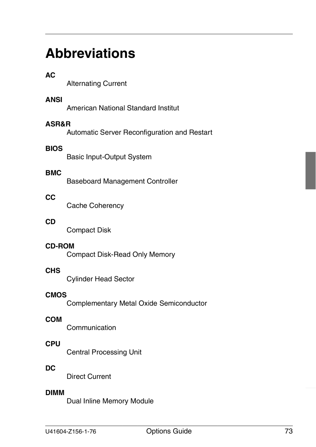 Fujitsu TX150 S3 manual Abbreviations 