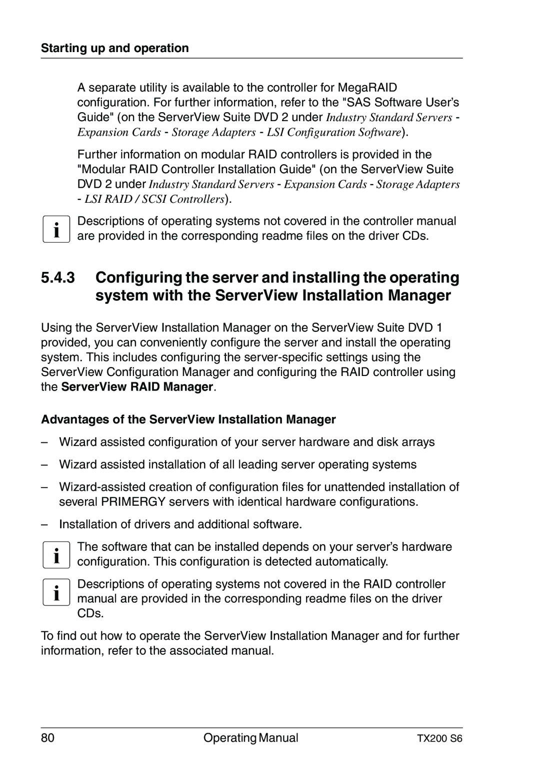 Fujitsu TX200 S6 manual LSI RAID / Scsi Controllers, Advantages of the ServerView Installation Manager 