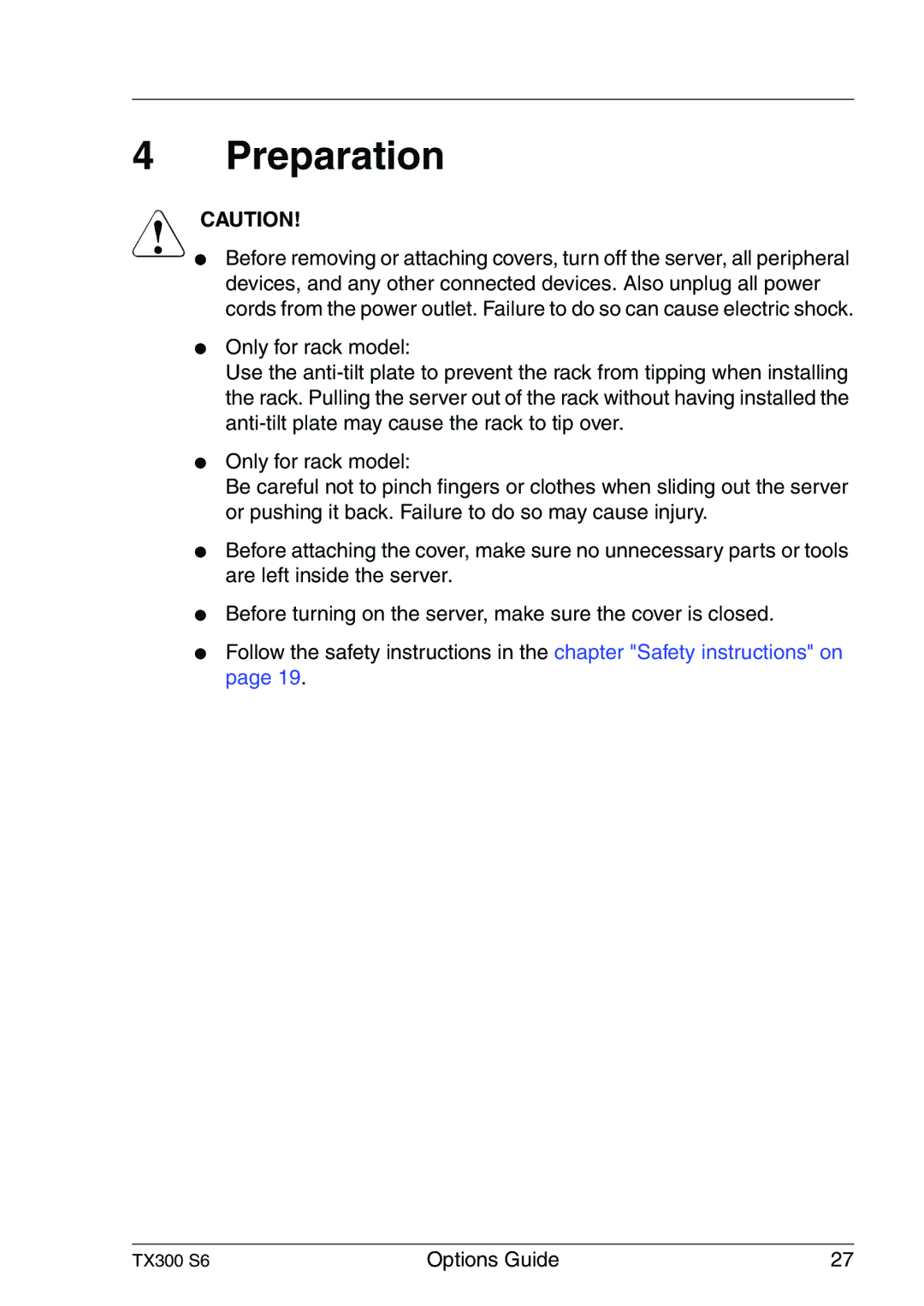 Fujitsu TX300 manual Preparation 