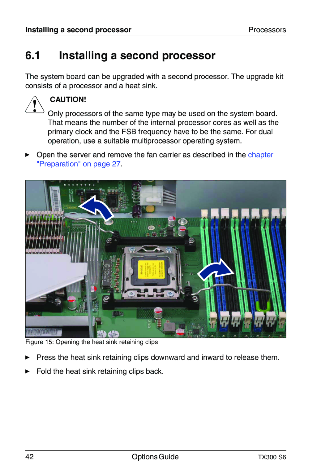 Fujitsu TX300 manual Installing a second processor 