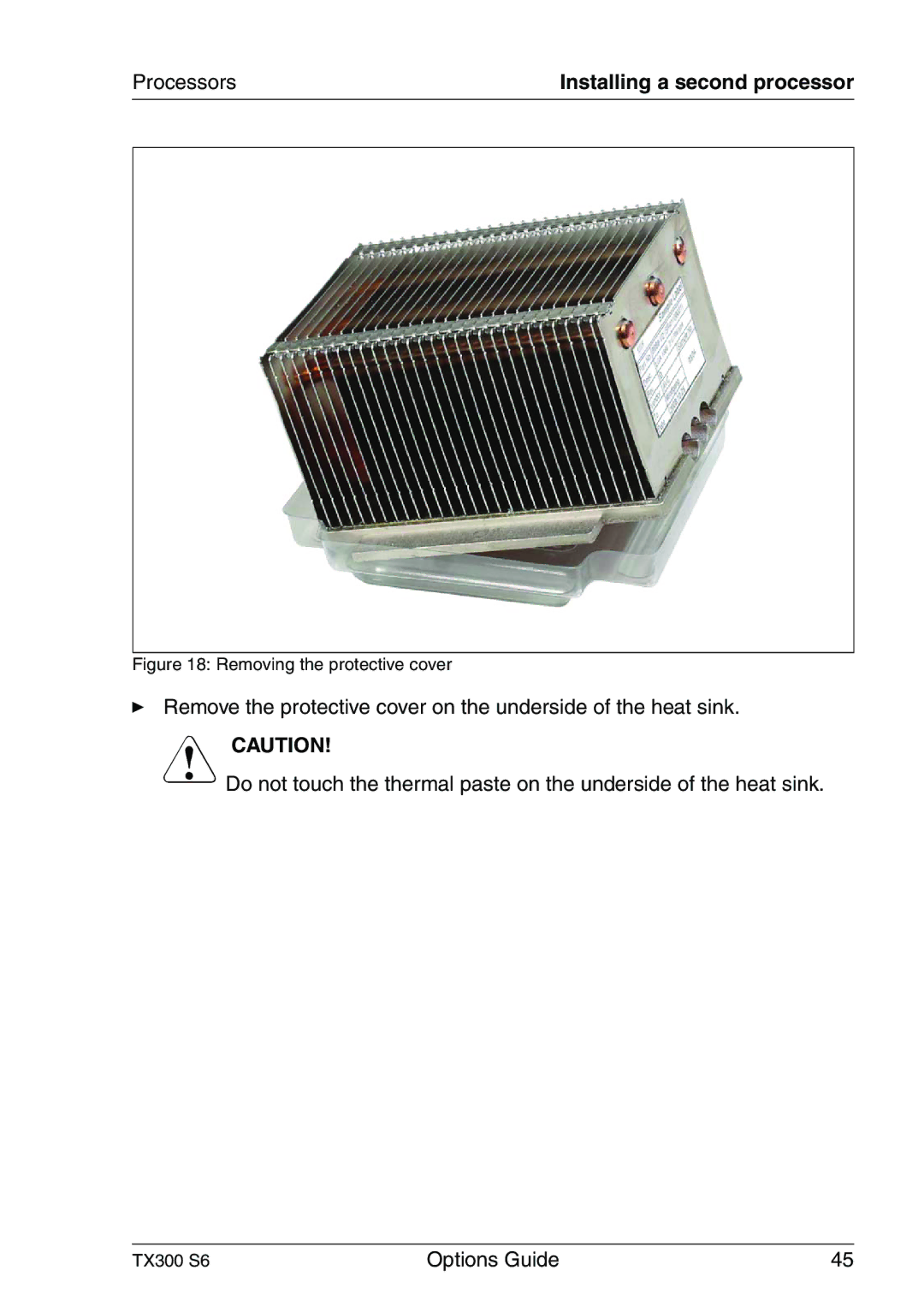 Fujitsu TX300 manual Removing the protective cover 