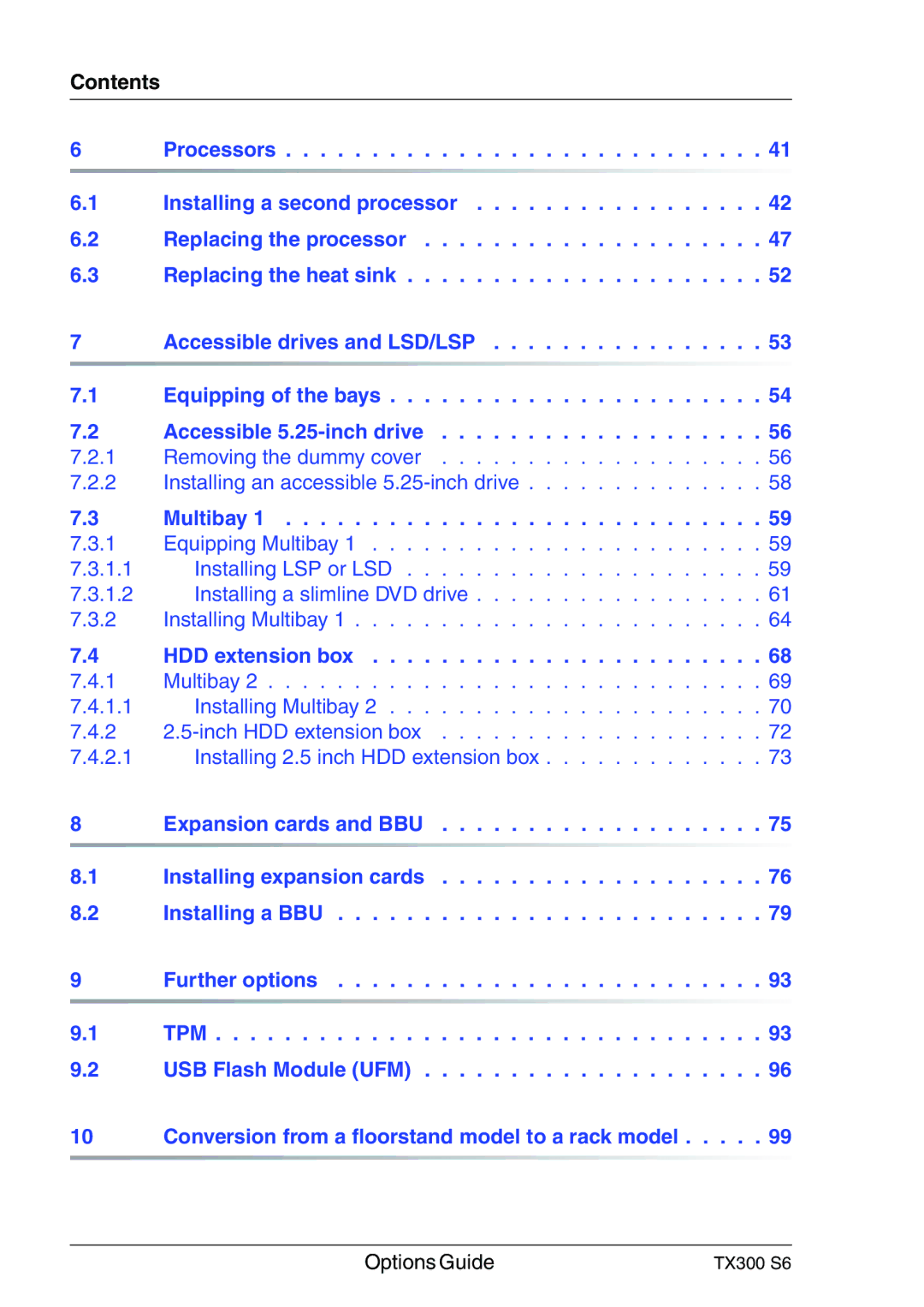 Fujitsu TX300 manual Contents, Multibay 1 