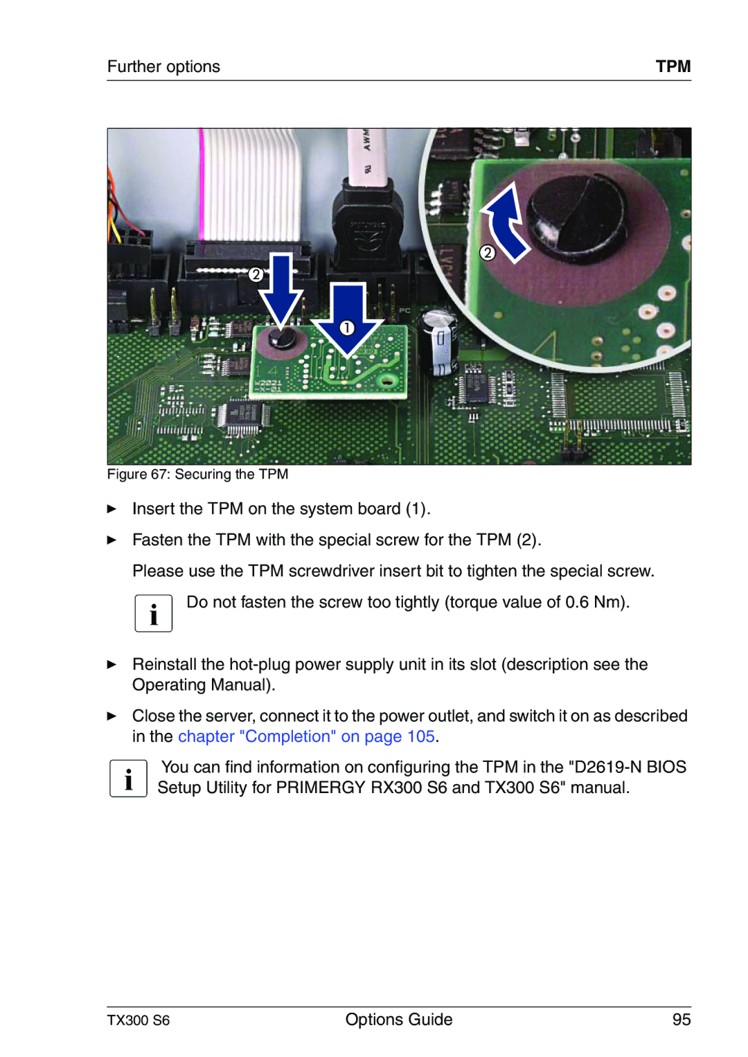 Fujitsu TX300 manual Further options, Securing the TPM 