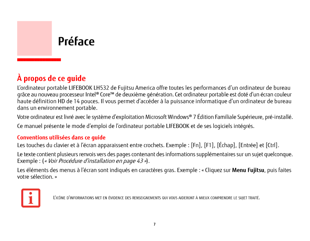 Fujitsu USDLH532 manual Préface, Propos de ce guide, Conventions utilisées dans ce guide 