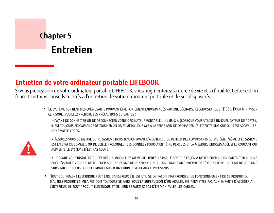 Fujitsu USDLH532 manual Entretien de votre ordinateur portable Lifebook 