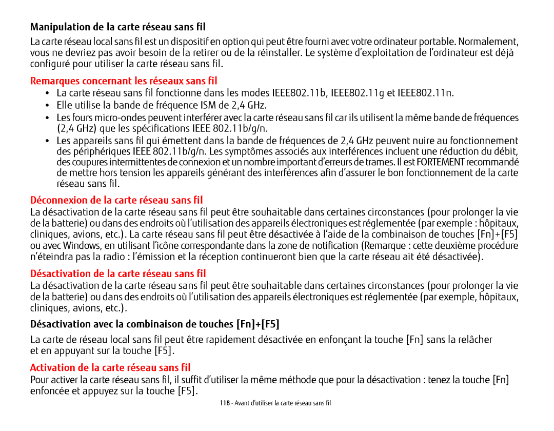 Fujitsu USDLH532 manual Remarques concernant les réseaux sans fil, Déconnexion de la carte réseau sans fil 