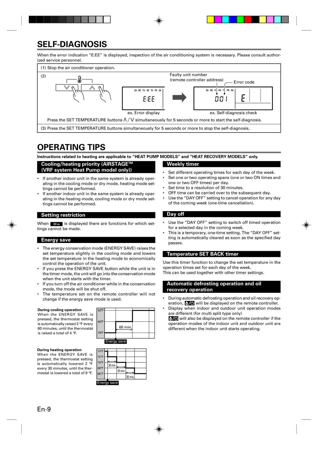 Fujitsu UTB-UUB, Remote Controller manual Self-Diagnosis, Operating Tips 