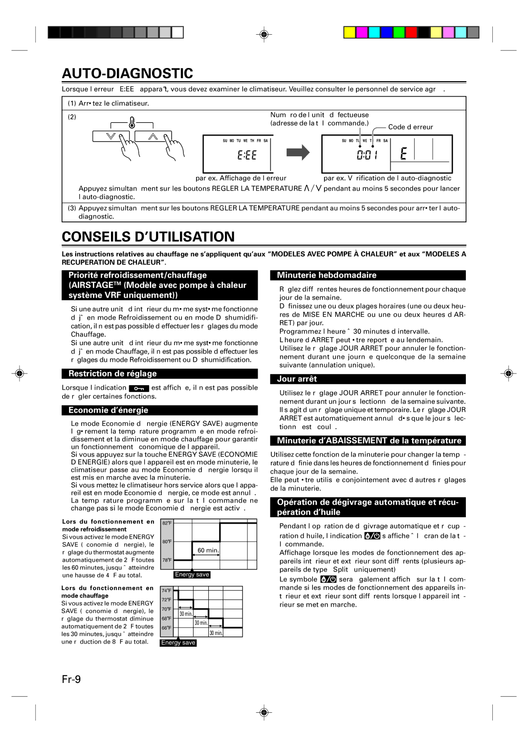 Fujitsu UTB-UUB, Remote Controller manual Auto-Diagnostic, Conseils D’UTILISATION 