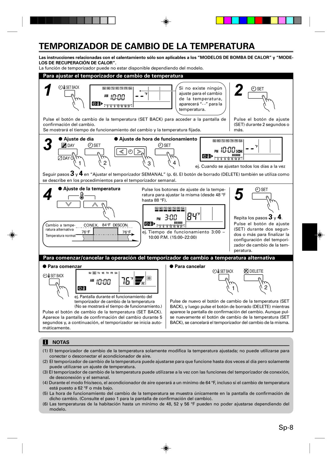 Fujitsu Remote Controller Temporizador DE Cambio DE LA Temperatura, Para ajustar el temporizador de cambio de temperatura 