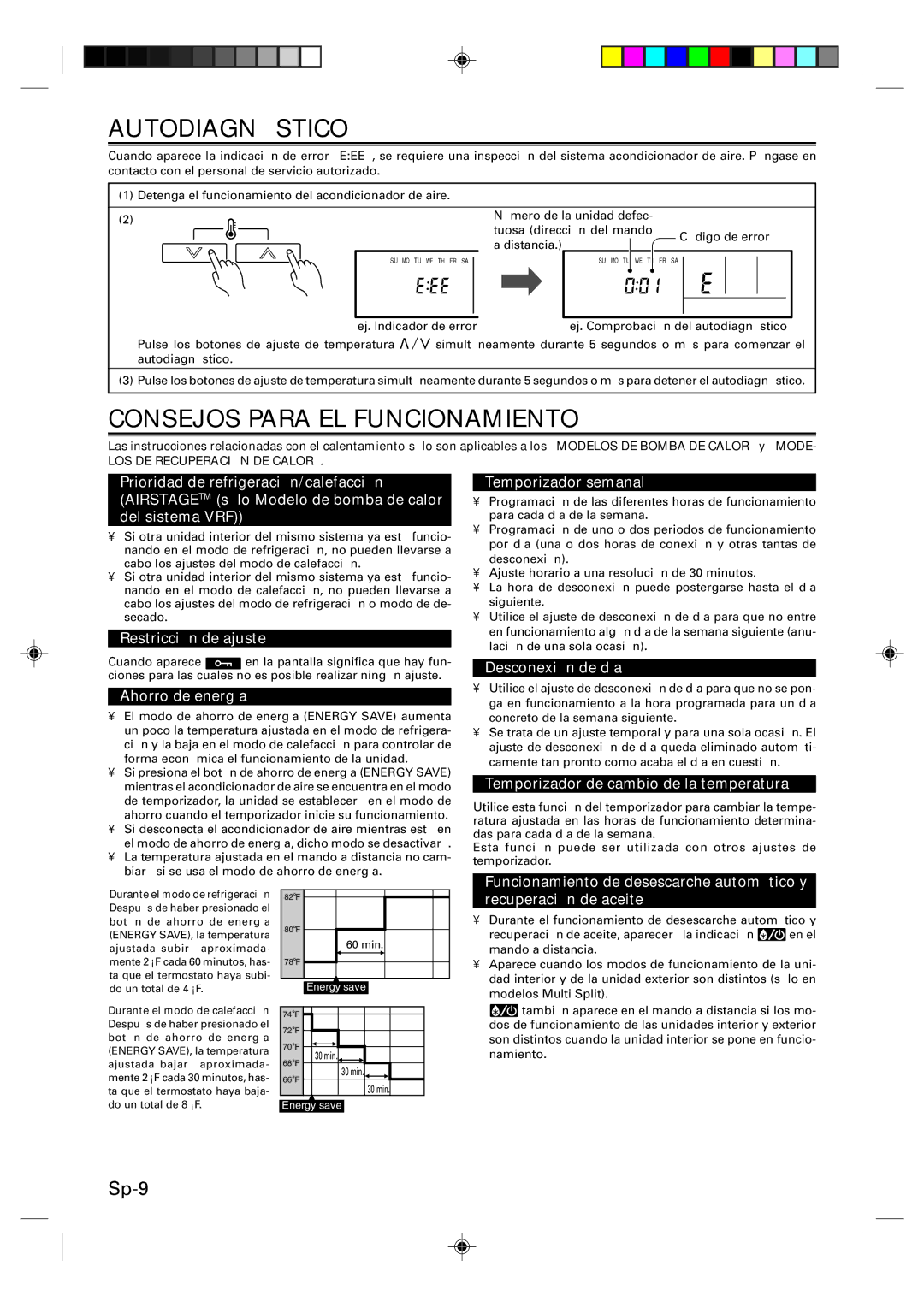 Fujitsu UTB-UUB, Remote Controller manual Autodiagnóstico, Consejos Para EL Funcionamiento 