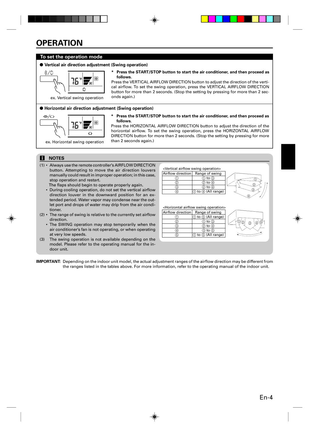 Fujitsu Remote Controller, UTB-UUB manual Vertical air direction adjustment Swing operation, Follows 