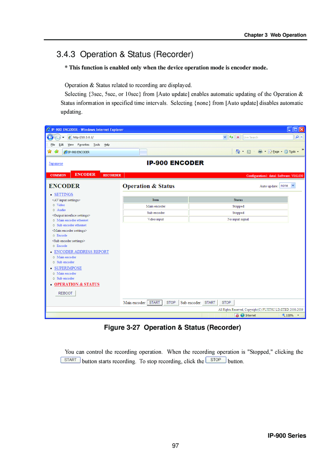 Fujitsu V01 manual Operation & Status Recorder 