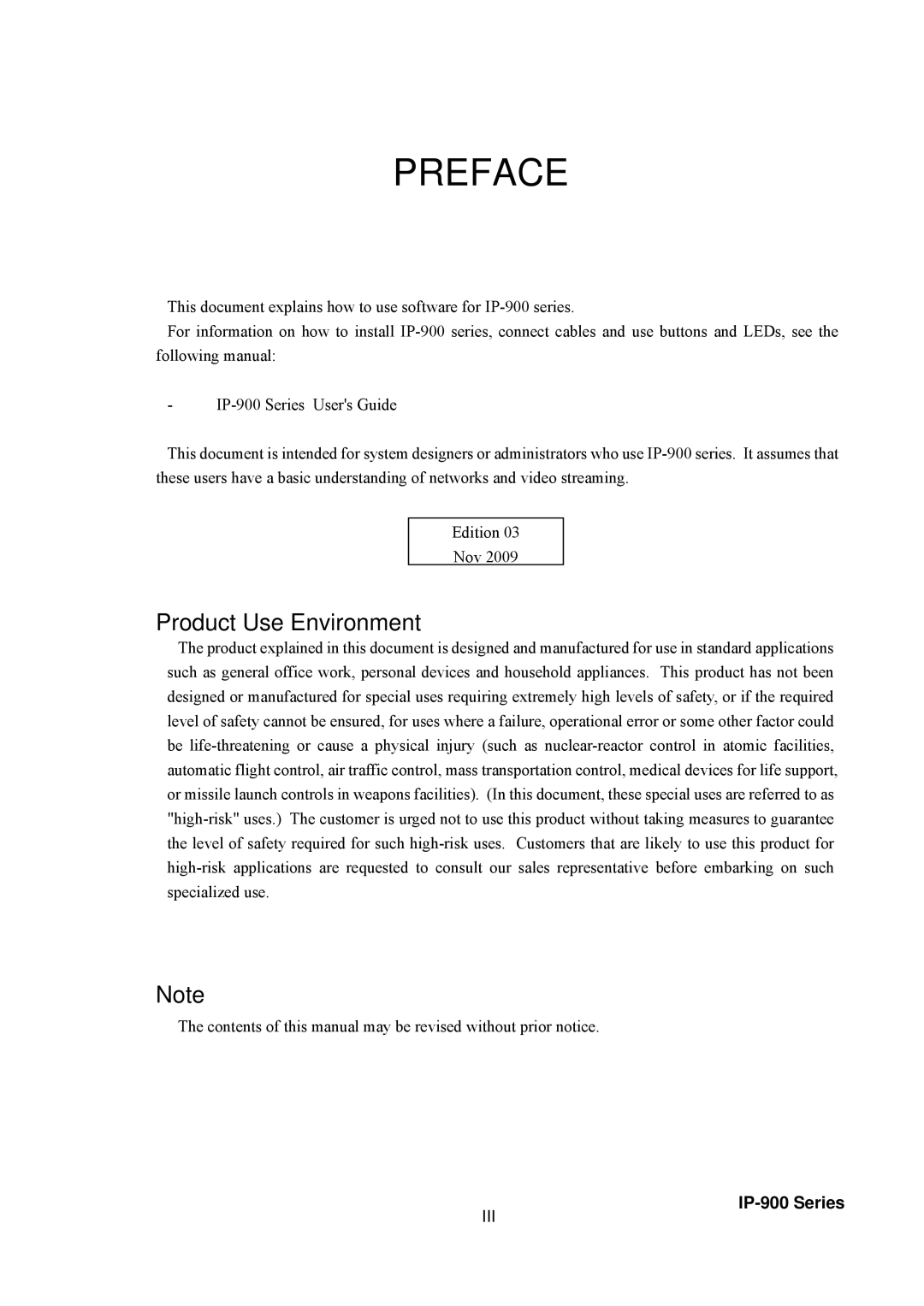 Fujitsu V01 manual Preface, Product Use Environment 