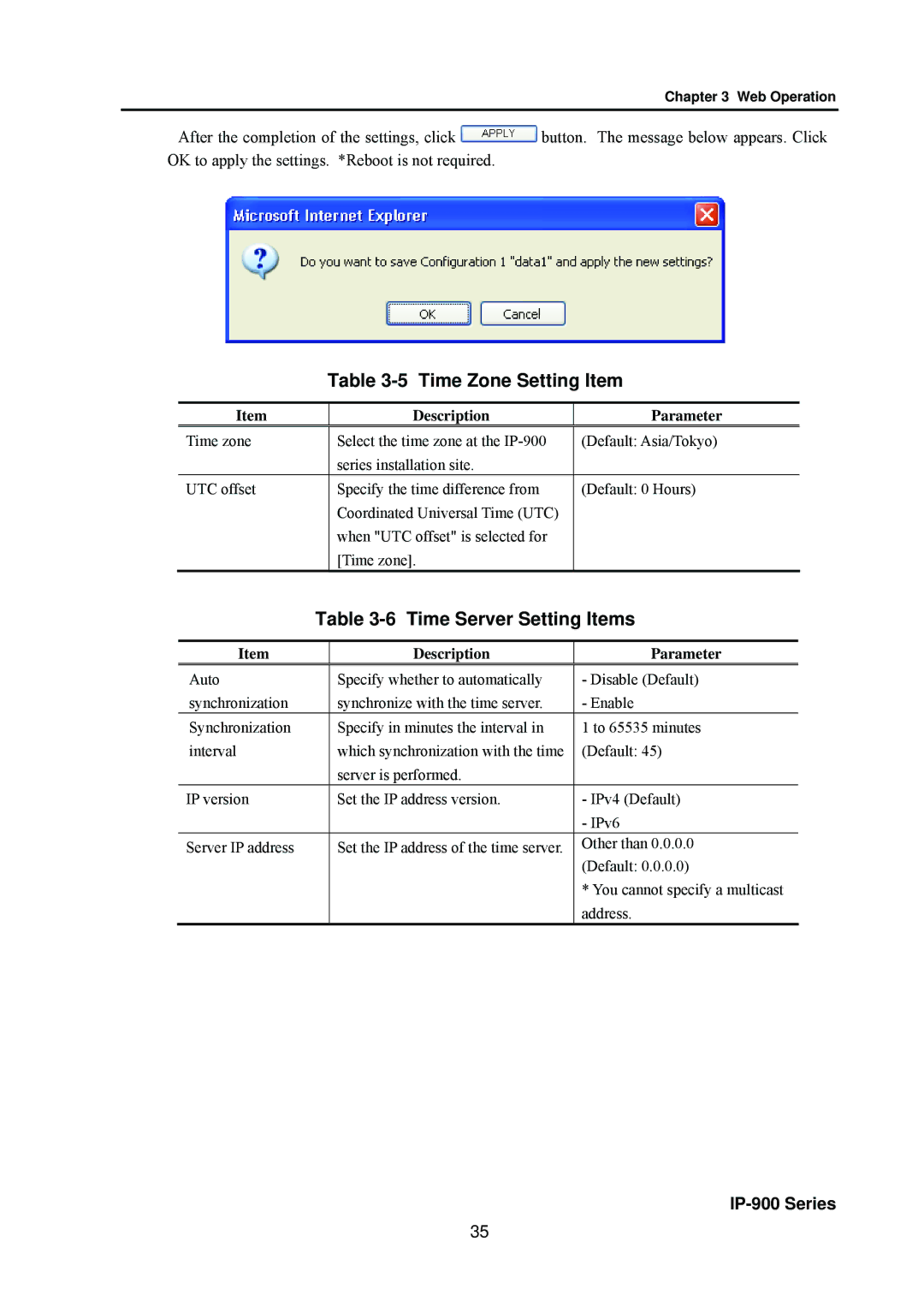 Fujitsu V01 manual Time Zone Setting Item, Time Server Setting Items 