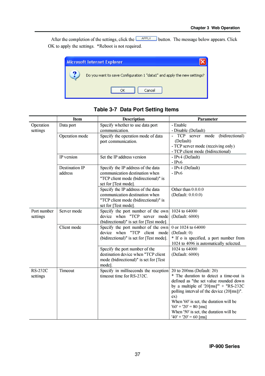 Fujitsu V01 manual Data Port Setting Items 