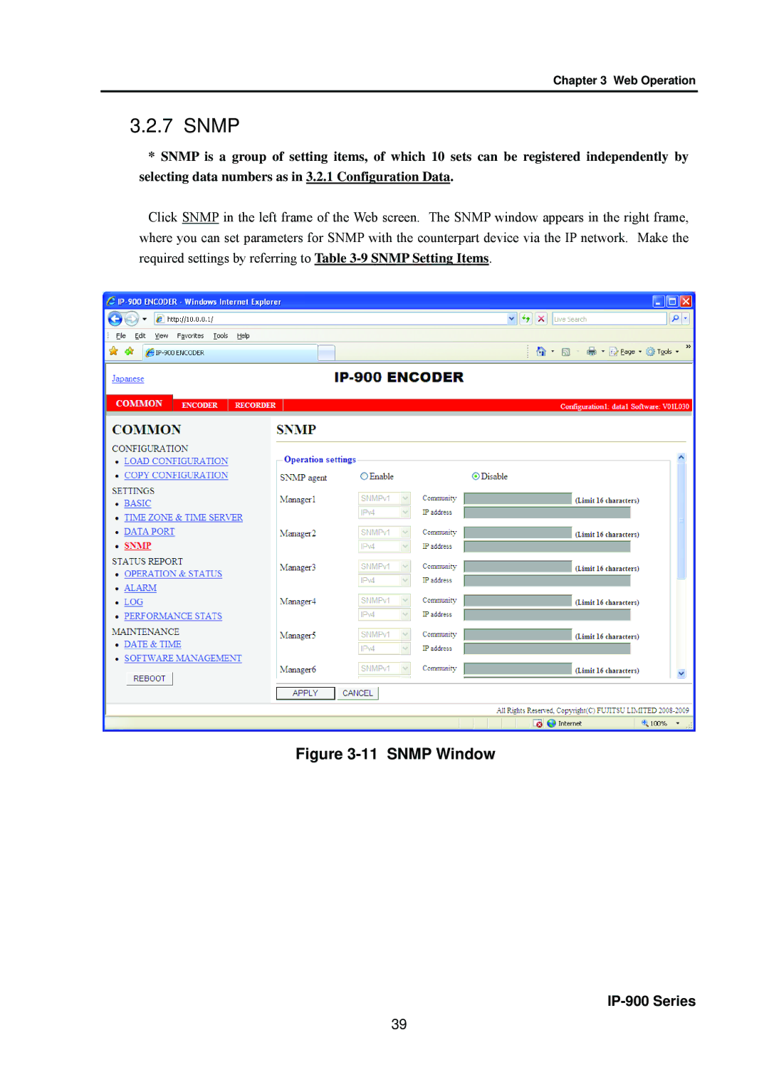 Fujitsu V01 manual Snmp Window 