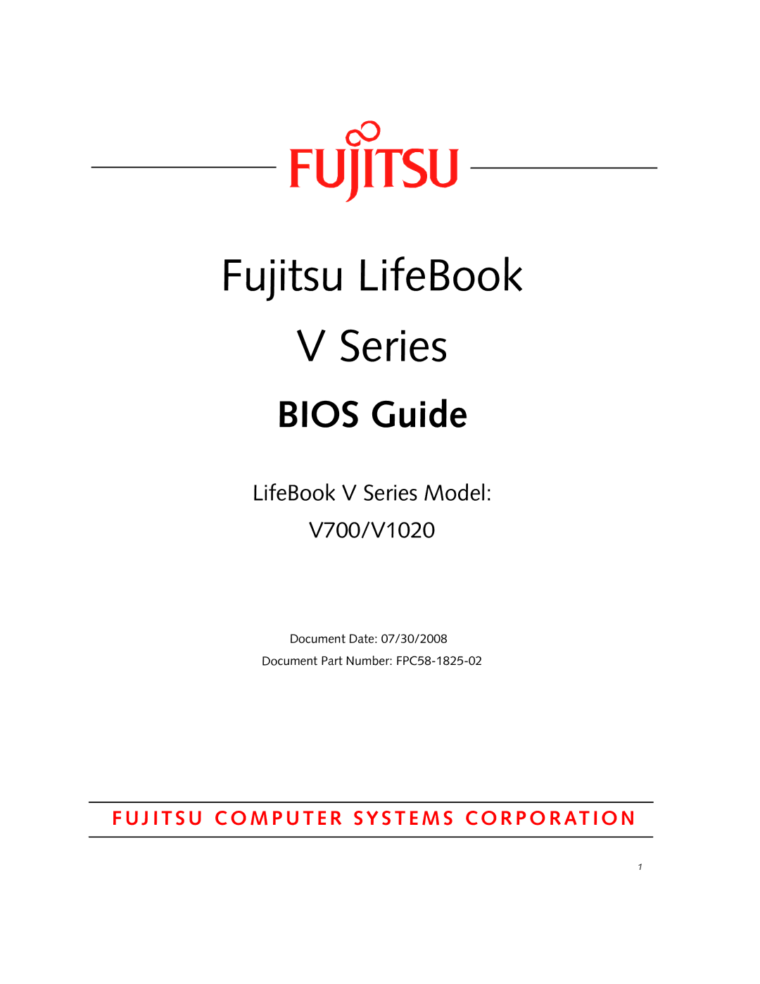 Fujitsu V700, V1020 manual Fujitsu LifeBook Series 