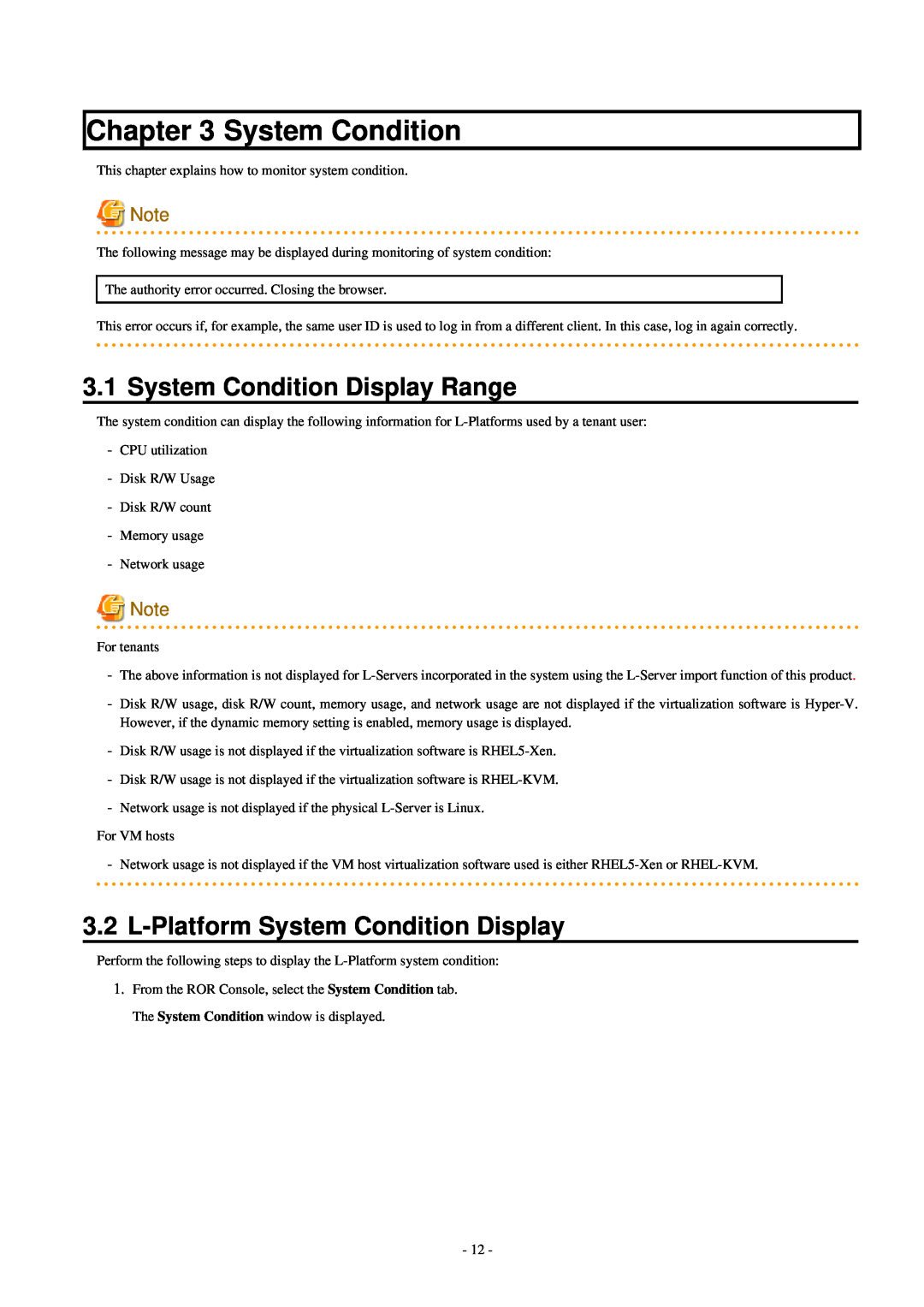 Fujitsu V3.0.0 manual System Condition Display Range, L-Platform System Condition Display 