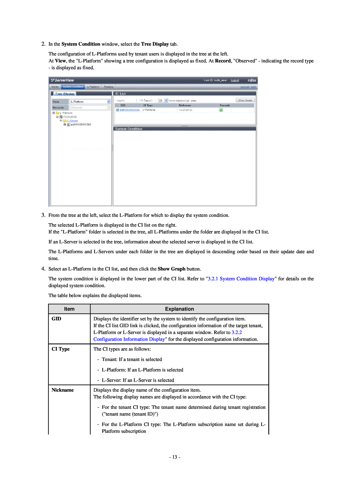 Fujitsu V3.0.0 manual Explanation, CI Type, Nickname 