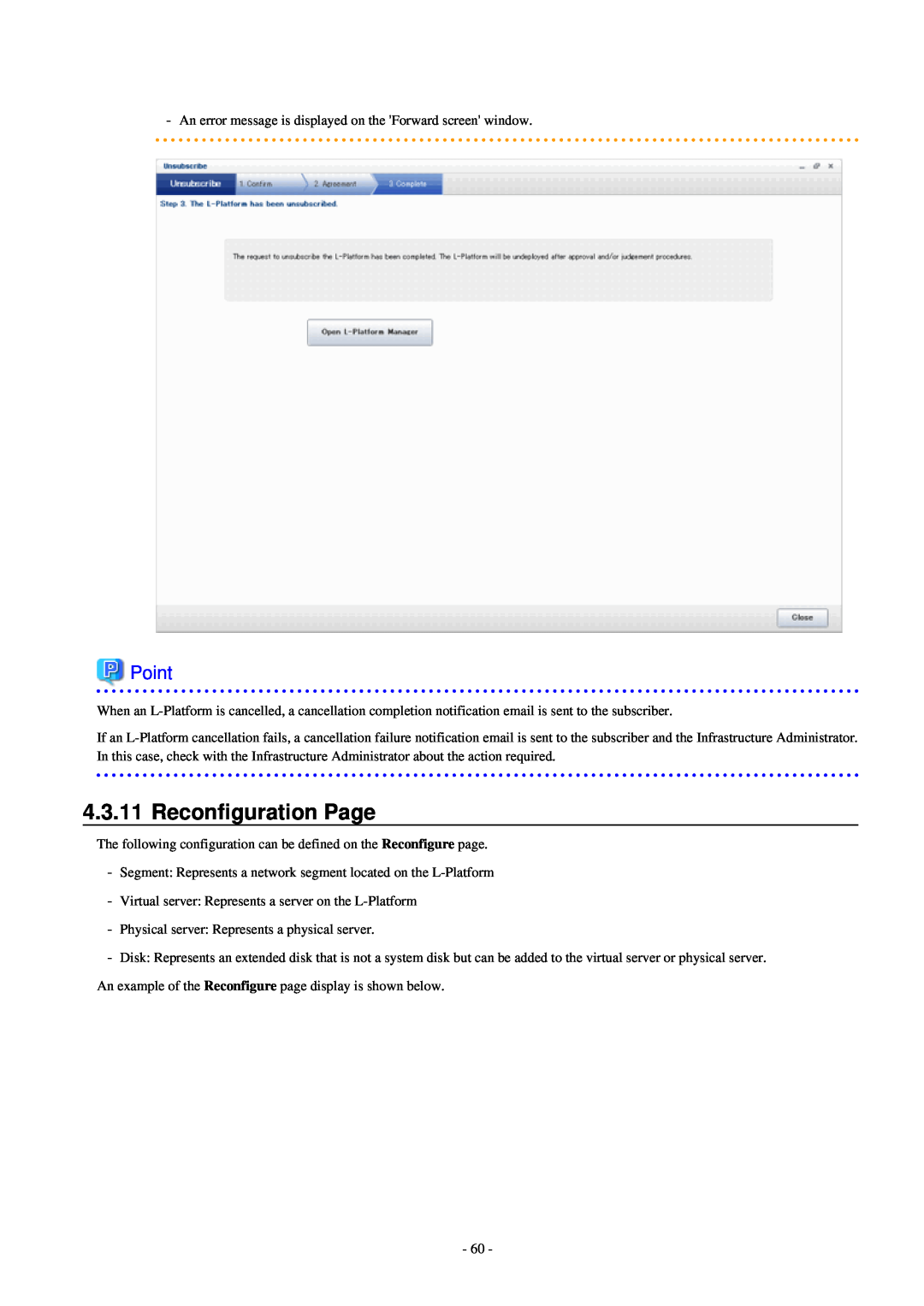 Fujitsu V3.0.0 manual Reconfiguration Page, Point 