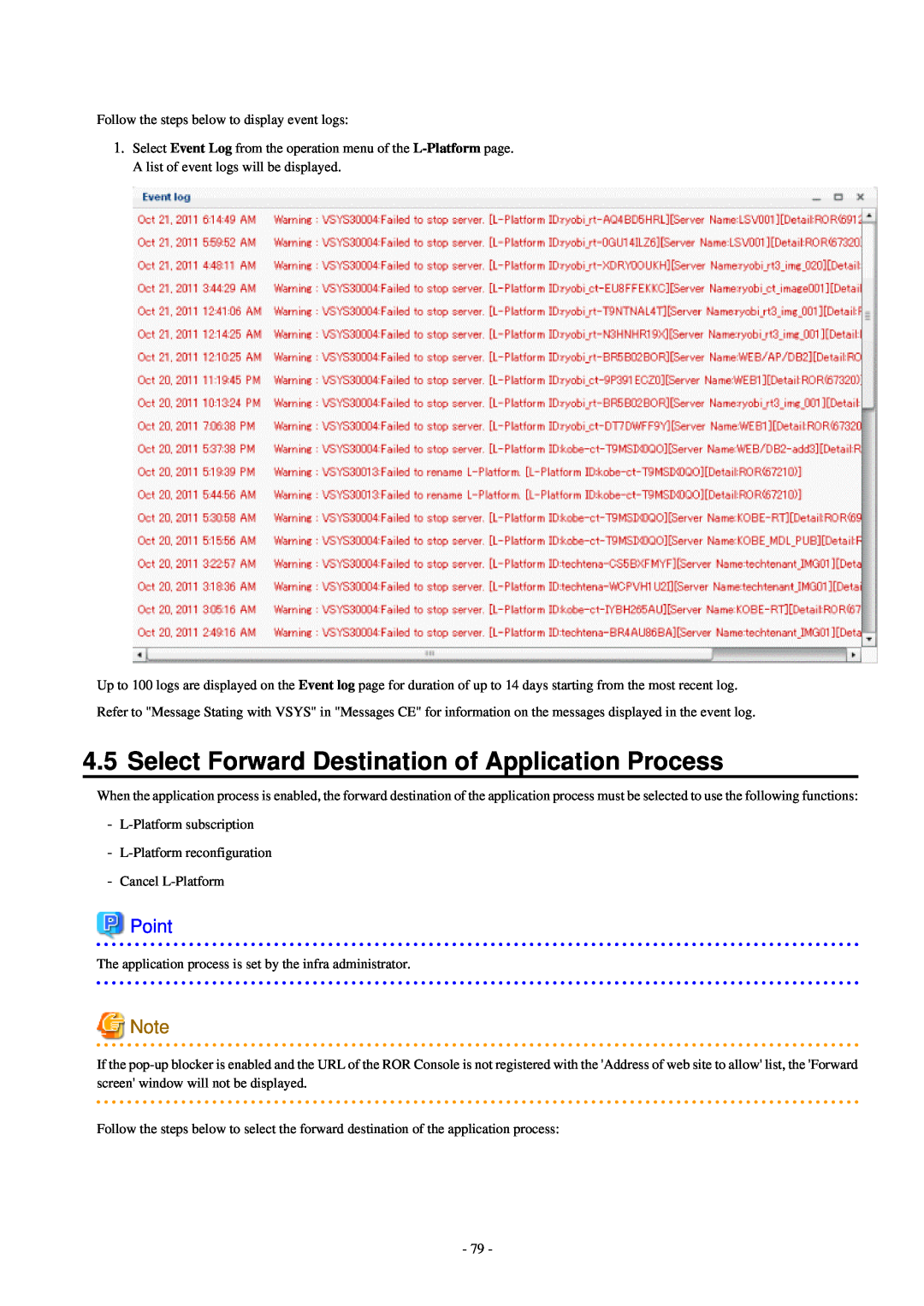 Fujitsu V3.0.0 manual Select Forward Destination of Application Process, Point 