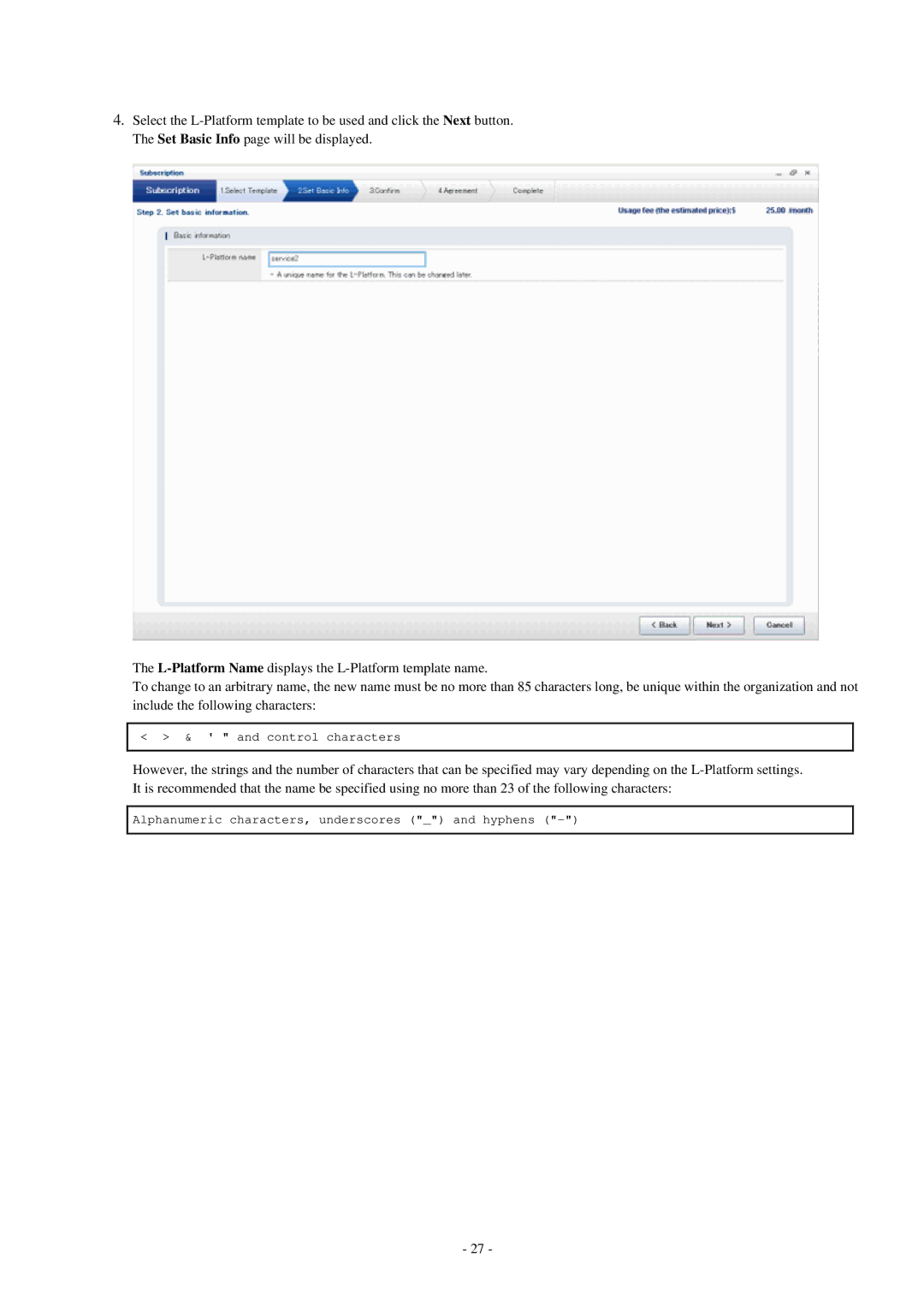 Fujitsu V3.0.0 manual Control characters 