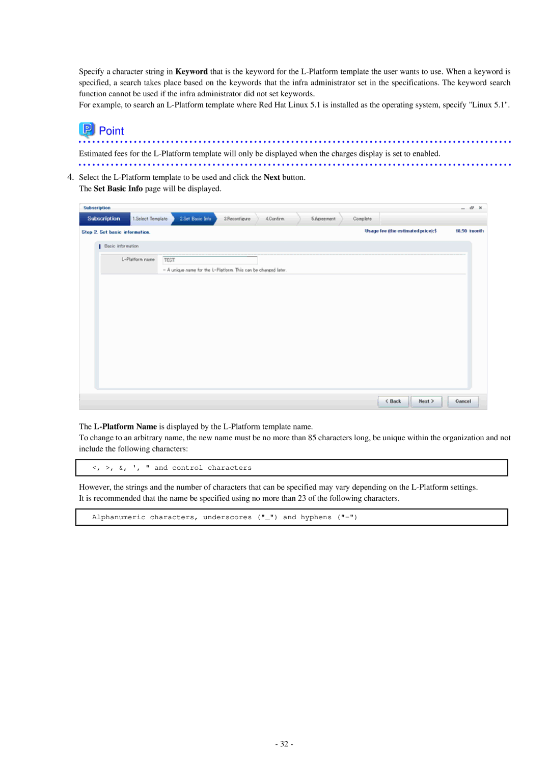 Fujitsu V3.0.0 manual Control characters 