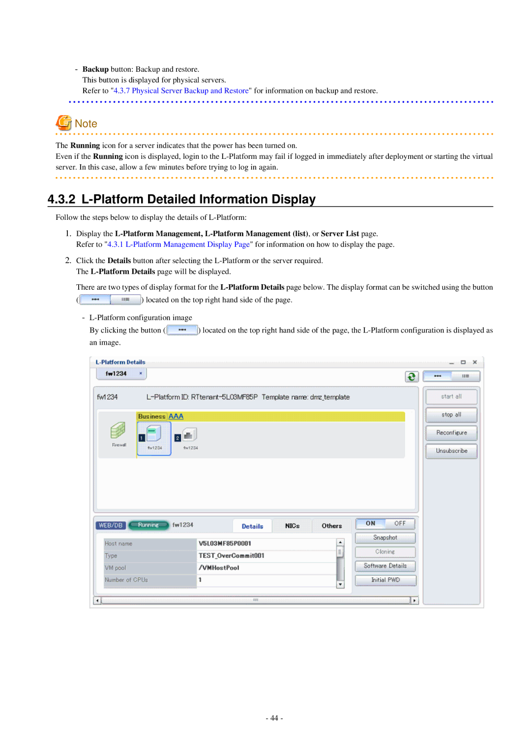 Fujitsu V3.0.0 manual Platform Detailed Information Display 