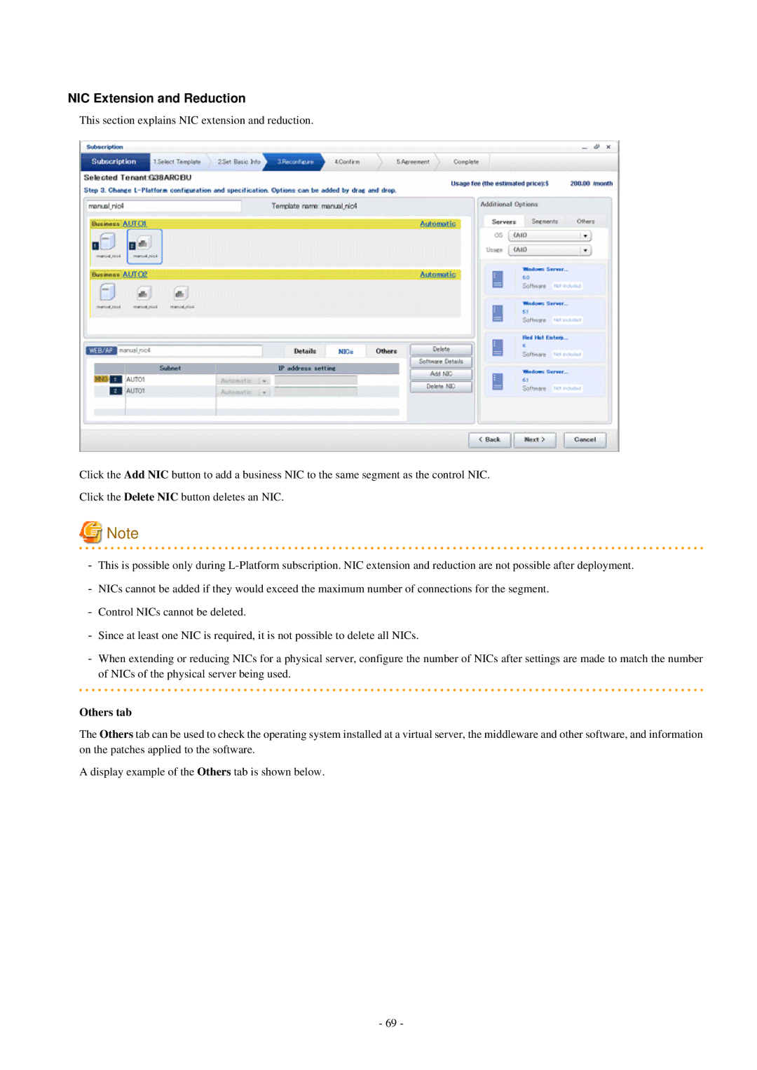 Fujitsu V3.0.0 manual NIC Extension and Reduction, Others tab 