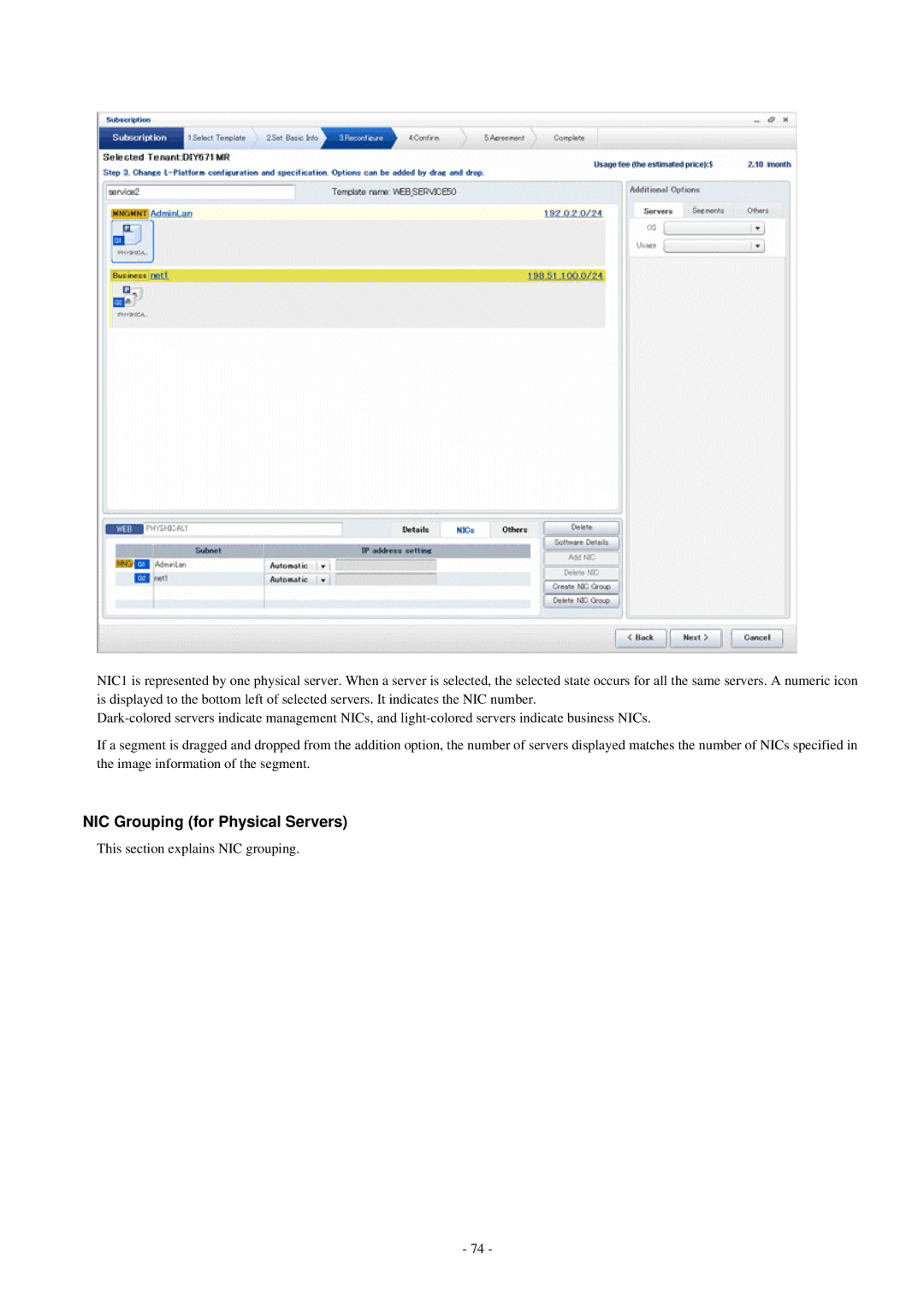 Fujitsu V3.0.0 manual NIC Grouping for Physical Servers 