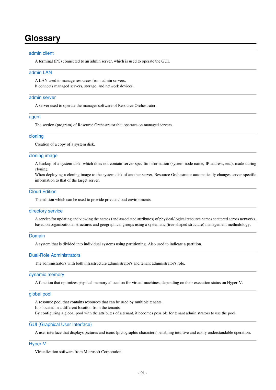 Fujitsu V3.0.0 manual Glossary 