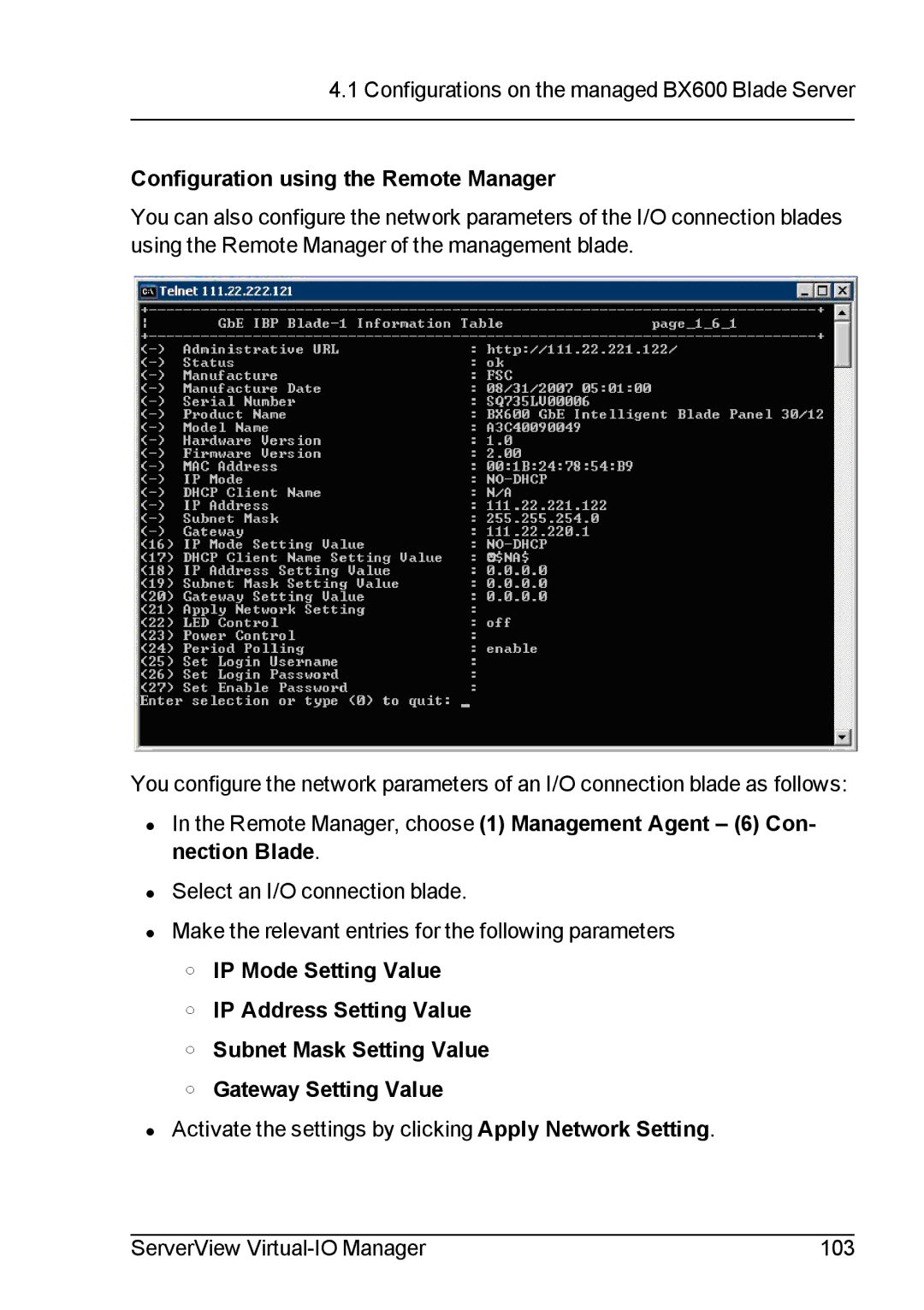 Fujitsu V3.1 manual Configuration using the Remote Manager 