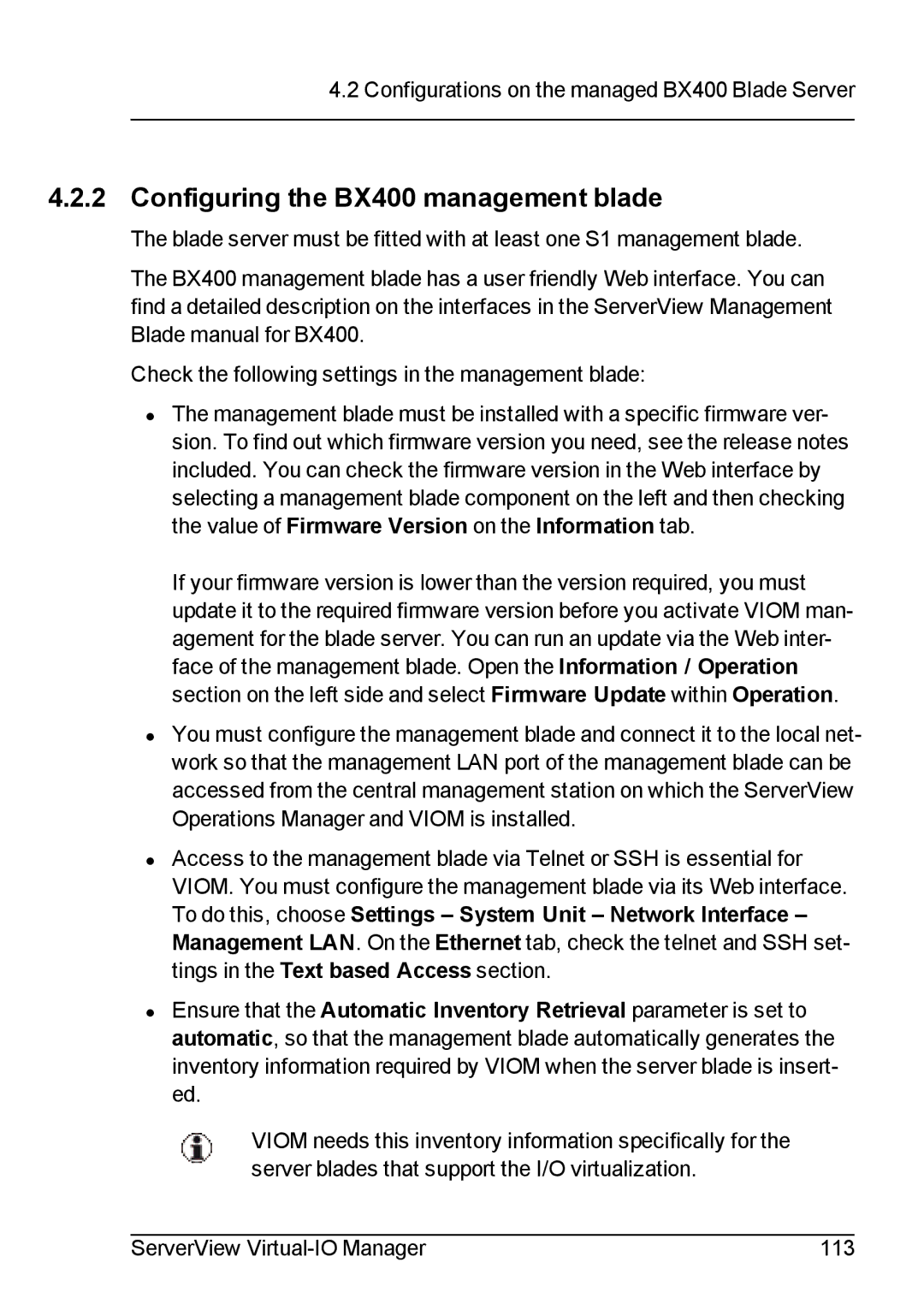 Fujitsu V3.1 manual Configuring the BX400 management blade 